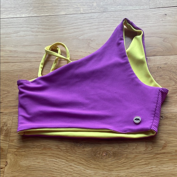 Tiger Friday Tops - Tiger Friday Purple and Yellow Reversible Ribbed Top